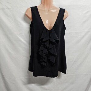 Tory Burch Sleeveless Ruffled Top Blouse Women Size 8 Black